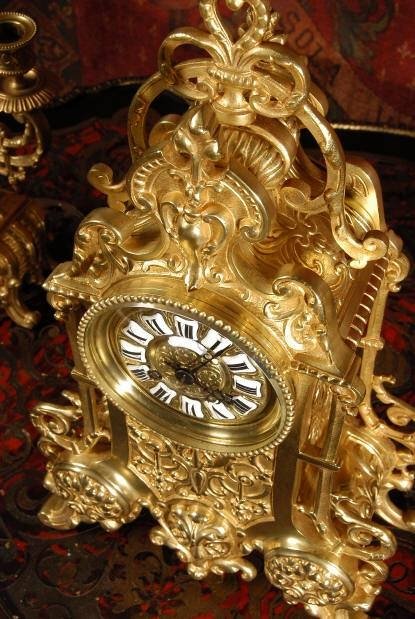fig 3. ***** SOLD ***** Antique French Brass Clock Set